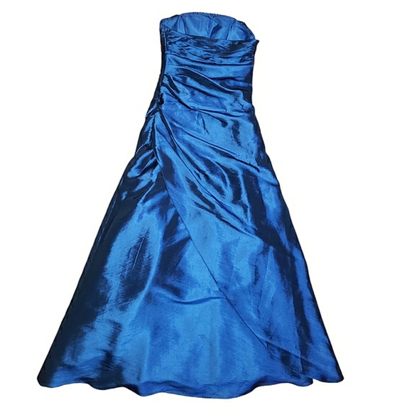 Jump Apparel Strapless Sequins Blue Colorshift Fit & Flare A-Line Long Dress 3/4 - Picture 10 of 17